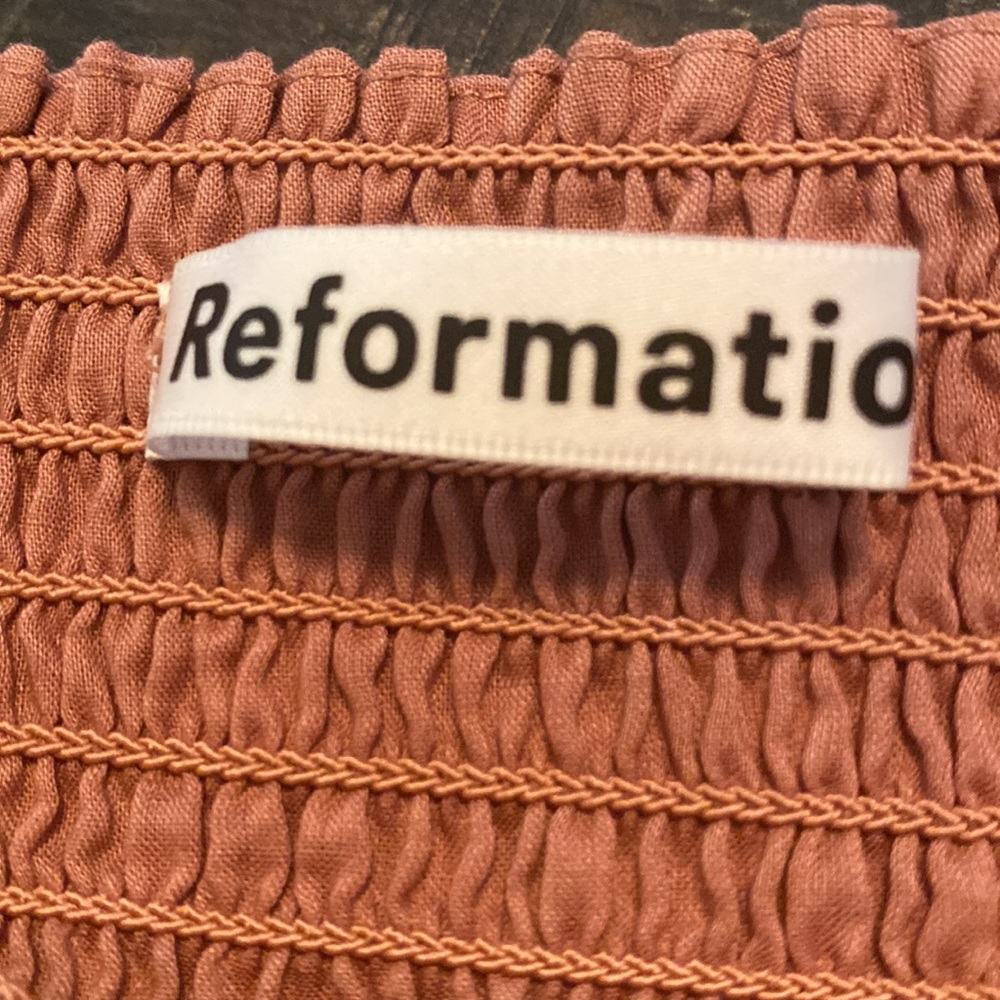 ❌SOLD❌ Reformation Dunes (Praline) Smocked Mini Dress Sz 12 - Picture 9 of 14